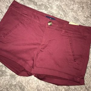 AMERICAN EAGLE  MIDI SHORT - RED BURGUNDY